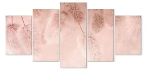 Quadro su tela Boho pastello - composizione rosa con piante soffici