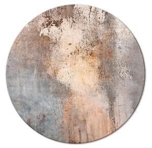 Quadro rotondo Strutture astratte - ruggine sfregata nei colori seppia e grigio