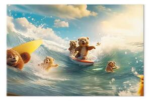 Quadro contemporaneo Animali galleggianti - le vacanze estive trascorse a cavalcare le onde