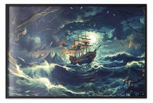 Poster: Forgotten voyage - una nave pirata che naviga tra onde agitate