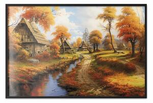 Poster: Piccola città medievale - immagine di un villaggio polacco in autunno