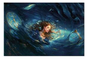 Quadro moderno Pausa temporale - una bella ragazza immersa in un loop temporale