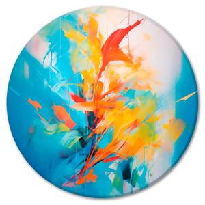 Quadro rotondo Danza dei colori - astrazione blu in composizione colorata