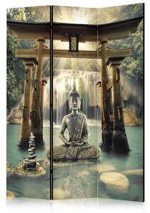 Paravento Il sorriso di Buddha - statua cascata stile zen