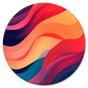 Quadro rotondo Onde e linee colorate - composizione astratta multicolore