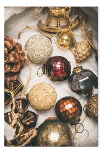 Quadro Decorazioni natalizie - una scatola con baubles e decorazioni in vetro