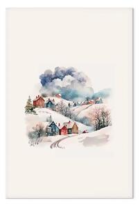 Quadro contemporaneo Villaggio Natale - case innevate