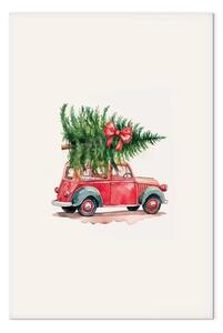Quadro contemporaneo Trasporto natalizio - auto albero