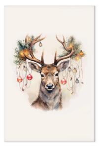 Quadro su tela Visitatore Natale - cervo decorato