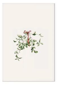 Quadro moderno Vischio Natale - ramo nastro