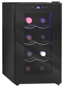 HOMCOM Cantinetta Vino Refrigerata per 8 Bottiglie, Capacità 21L, Display Touch e Ripiani Regolabili, Nero