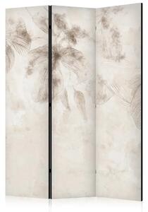 Paravento Fiori effimeri - vegetazione lineare su sfondo beige
