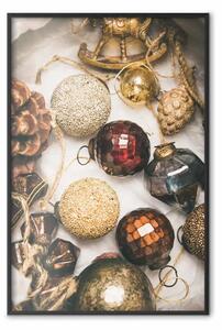 Poster: Decorazioni natalizie - una scatola di decorazioni e baubles colorati