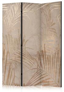 Paravento design Costa di palme - composizione artistica beige con foglie