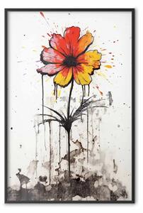 Poster: Fiore graffito - composizione colorata su muro in stile Banksy