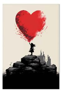 Quadro su tela Cuore rosso - ispirazione Banksy
