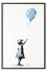 Poster: Palloncino blu - figura di bambino con graffiti in stile Banksy
