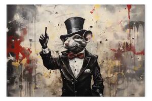 Quadro su tela Topo in frac - graffiti ispirati a Banksy