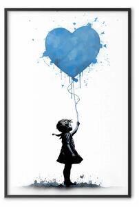 Poster: Cuore blu - murale con palloncino ispirato allo stile Banksy