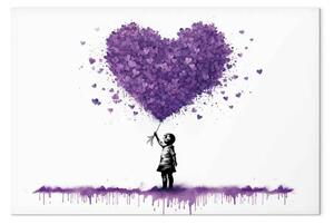 Quadro moderno Cuori lilla - graffiti bambino