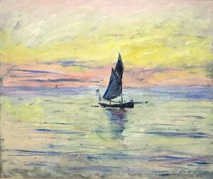 Riproduzione The Sailing Boat Evening Effect 1885, Claude Monet