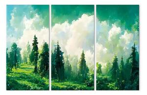 Quadro contemporaneo Paesaggio montano - alberi conifere