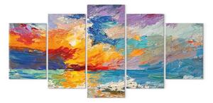 Quadro su tela Paesaggio marino - composizione pittorica con l'ovest in colori vivaci