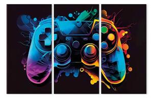 Quadro su tela Gameplay colorato - controller neon