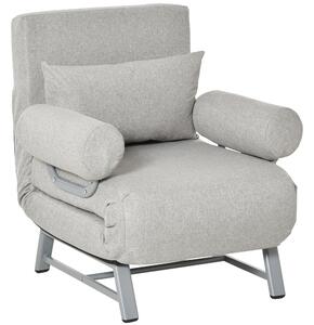 HOMCOM Poltrone Sofa Divano Letto con Schienale Reclinabile Regolabile con Cuscino Extra, Tessuto e Metallo, 73x60x81cm, Grigio