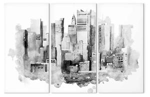 Quadro contemporaneo Architettura monocromatica - paesaggio urbano dipinto ad acquerello
