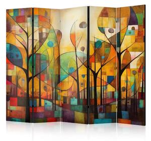 Paravento Foresta colorata II - composizione geometrica ispirata a Klimt