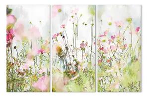 Quadro contemporaneo Prato colorato - vegetazione di campo nella luminosità primaverile
