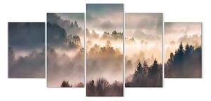 Quadro su tela Paesaggio montano - tramonto nebbia