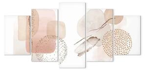 Quadro moderno Astrazione a macchie - forme e macchie acquerellate nei toni del beige