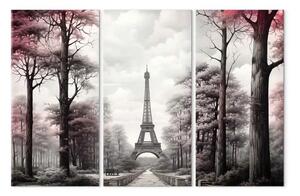 Quadro contemporaneo Parigi - Il parco della città e la Torre Eiffel in toni retrò