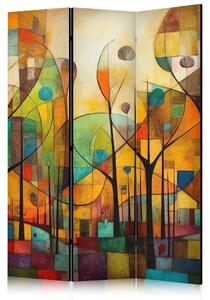 Paravento separè Foresta colorata - composizione geometrica ispirata a Klimt