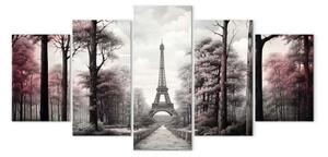 Quadro su tela Parigi - Un parco romantico con la Torre Eiffel in toni retrò