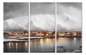 Quadro contemporaneo Reykjavik - Paesaggio invernale islandese con montagne sullo sfondo