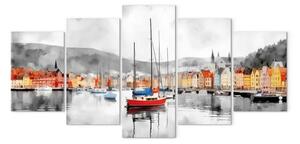 Quadro contemporaneo Bergen - porto colorato