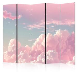 Paravento design Paesaggio del cielo II - nuvole rosa su un orizzonte blu