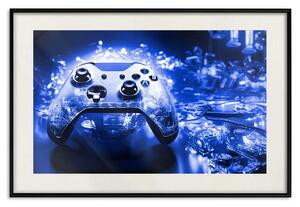 Poster: Tecnologia di gioco - pad di gioco su sfondo blu scuro intenso