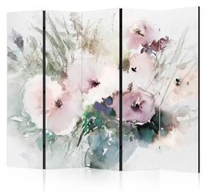 Paravento design Fiori acquerellati II - bouquet in vaso in tonalità pastello