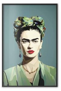 Poster: Frida verde - ritratto di donna geometrico e minimalista