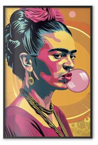 Poster: Frida Kahlo - ritratto pop art della pittrice con gomma da masticare