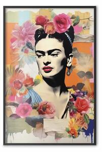 Poster: Ritratto di Frida - in poster su sfondo rosso