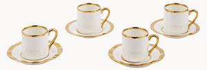 Set di tazzine da caffè in porcellana con piattino Golden, set da 8