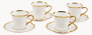 Set di 4 tazzine da caffè in porcellana con piattino Golden