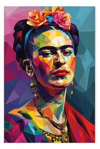Quadro contemporaneo Frida Kahlo - ritratto geometrico della pittrice in stile picassiano