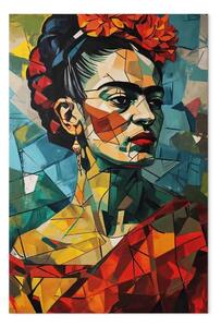 Quadro su tela Frida Kahlo - ritratto geometrico in stile cubista
