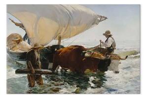 Riproduzione quadro Joaquín Sorolla y Bastida - Ritorno dalla pesca, trascinamento della barca
